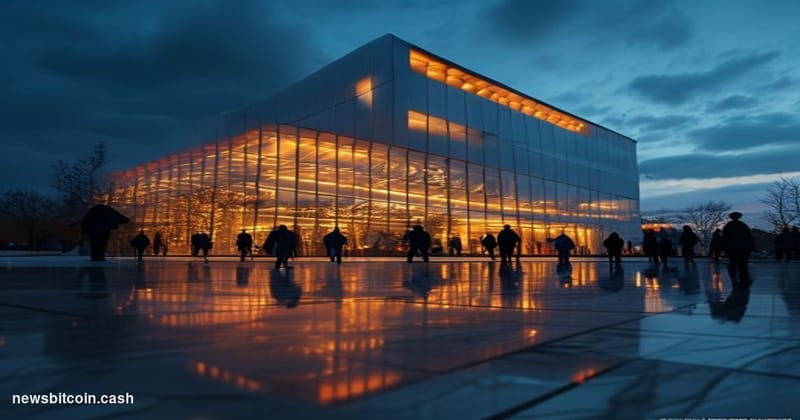 Cinematic photorealistic editorial photograph of the iconic FIFA World headquarters building in Zurich, Switzerland, shot fro