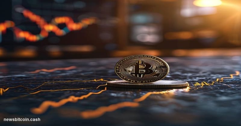 Cinematic photorealistic editorial photograph of a dramatic close-up of a physical Bitcoin coin resting on a dark granite sur