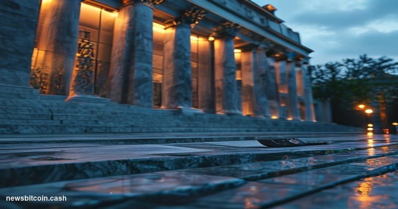 Cinematic photorealistic editorial photograph of the U.S. Securities and Exchange Commission headquarters in Washington D.C.,