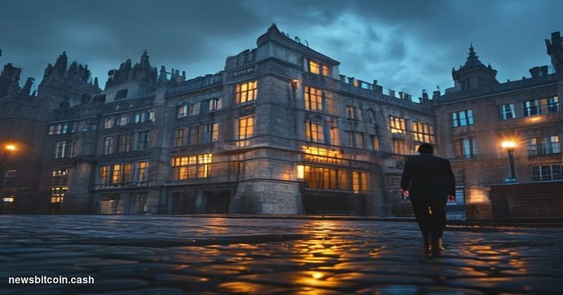 Cinematic photorealistic editorial photograph of the HMRC headquarters building at 100 Parliament Street in Westminster, Lond