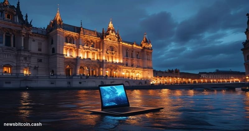 Cinematic photorealistic editorial photograph of the Hungarian Parliament Building in Budapest at dusk, its ornate Gothic Rev