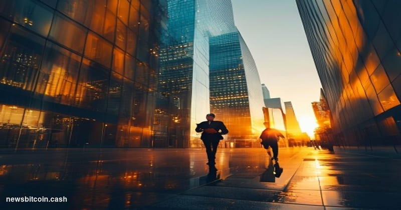 Cinematic photorealistic editorial photograph of the Brazilian financial district in São Paulo — the iconic glass towers of F