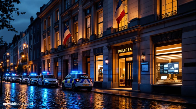 Cinematic photorealistic editorial photograph of Dublin's iconic Georgian architecture along the River Liffey at dusk, with t