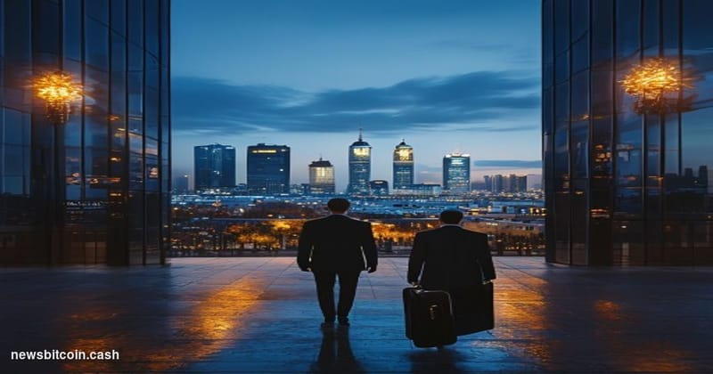 Cinematic photorealistic editorial photograph of the Jerusalem financial district skyline at dusk, with the iconic Azrieli-st