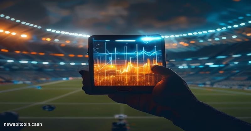 Cinematic photorealistic editorial photograph shot at a low angle looking up at a glowing smartphone screen displaying anonym