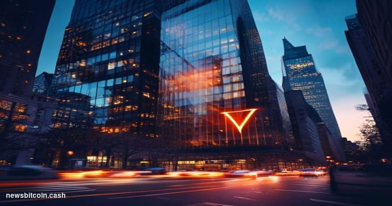 A cinematic photorealistic editorial photograph of Morgan Stanley's iconic Times Square or Midtown Manhattan headquarters tow