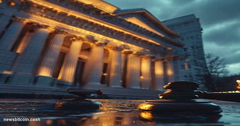 Cinematic photorealistic editorial photograph of the exterior of the U.S. Securities and Exchange Commission headquarters bui