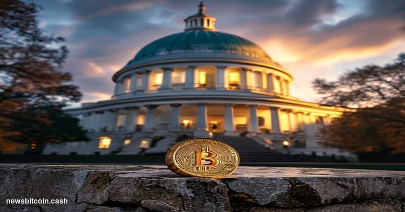 Cinematic photorealistic editorial photograph of the New Hampshire State House dome in Concord, NH, shot at dusk with dramati