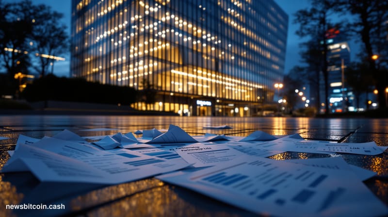 Cinematic photorealistic editorial photograph shot from a low angle looking up at Samsung's iconic corporate headquarters in 