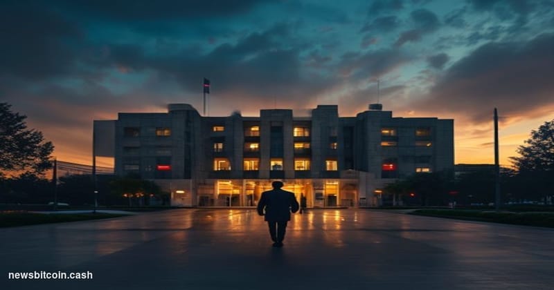 Cinematic photorealistic editorial photograph of the Federal Investigation Agency headquarters in Islamabad, Pakistan, shot a
