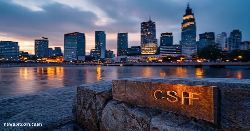 Cinematic photorealistic editorial photograph of Luxembourg City's iconic financial district skyline at dusk, the Kirchberg p