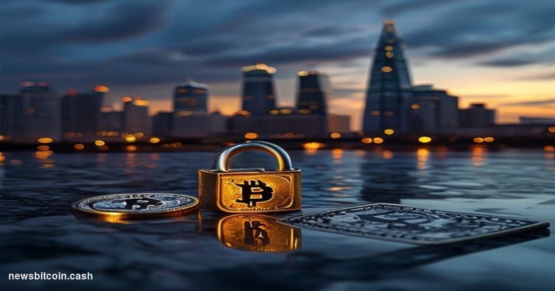 Cinematic photorealistic editorial photograph of the Moscow financial district at dusk, with the iconic Moscow City towers vi