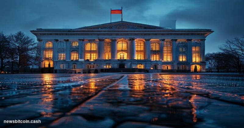 Cinematic photorealistic editorial photograph of the Russian State Duma building in Moscow at dusk, its neoclassical facade i