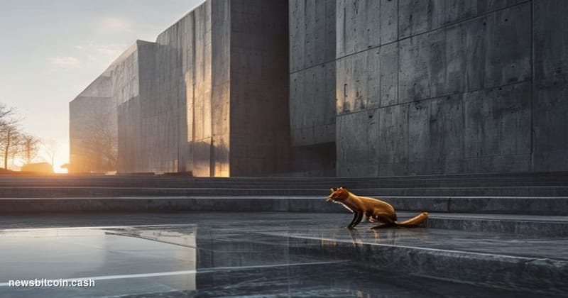 Cinematic photorealistic editorial photograph of the SEC headquarters building in Washington D.C. — the imposing brutalist fa