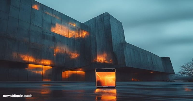 Cinematic photorealistic editorial photograph of the SEC headquarters building in Washington D.C. — the brutalist concrete an