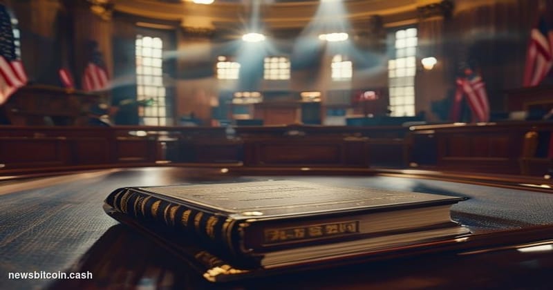 Cinematic photorealistic editorial photograph of the United States Senate chamber interior, shot from a low angle looking tow