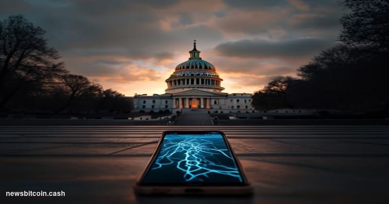 Cinematic photorealistic editorial photograph of the United States Capitol building at dusk, shot from a low angle with drama