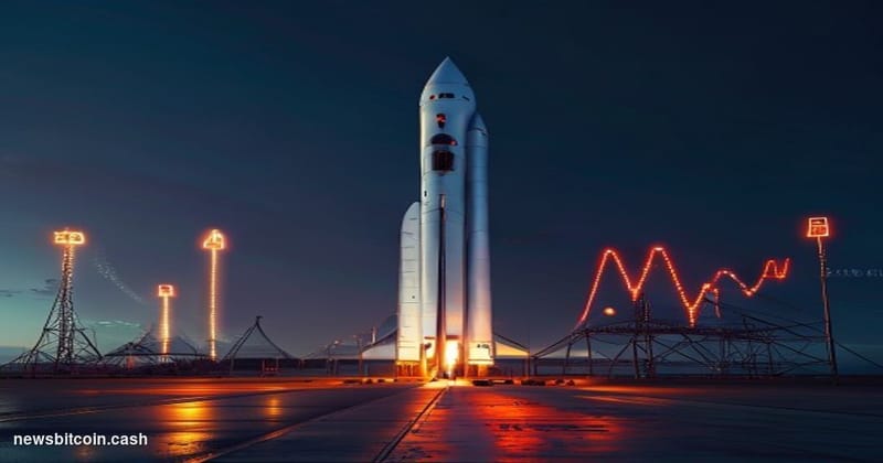 Cinematic photorealistic editorial photograph of a SpaceX Falcon 9 rocket on a launch pad at Cape Canaveral at pre-dawn, with