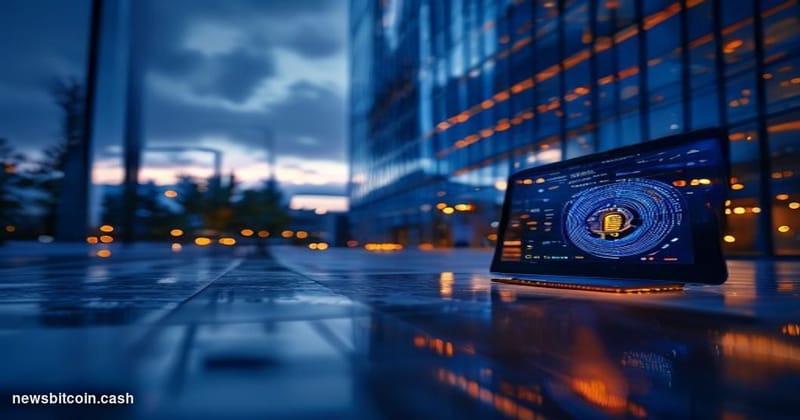 Cinematic photorealistic editorial photograph shot from a low angle looking up at a sleek glass-and-steel Silicon Valley vent
