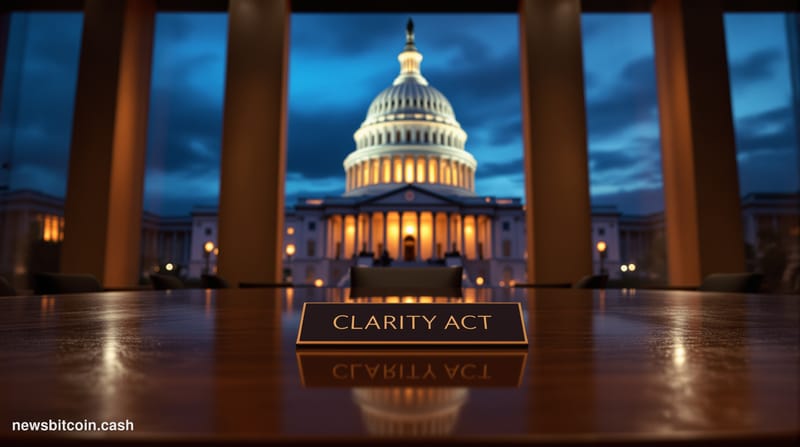 Cinematic photorealistic editorial photograph shot from a low angle looking up at the United States Capitol Building dome at 