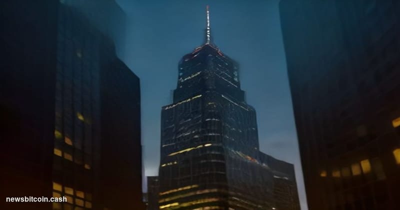 Cinematic photorealistic editorial photograph of the Commerzbank Tower in Frankfurt, Germany — one of Europe's most recogniza