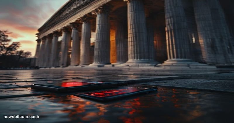 Cinematic photorealistic editorial photograph of the US Department of the Treasury building in Washington D.C., shot from a l