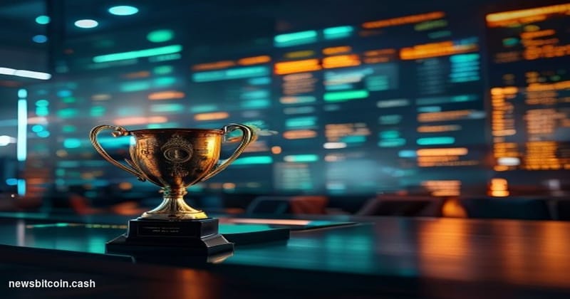 Cinematic photorealistic editorial photograph of a sleek, modern cryptocurrency exchange operations center at night, dominate