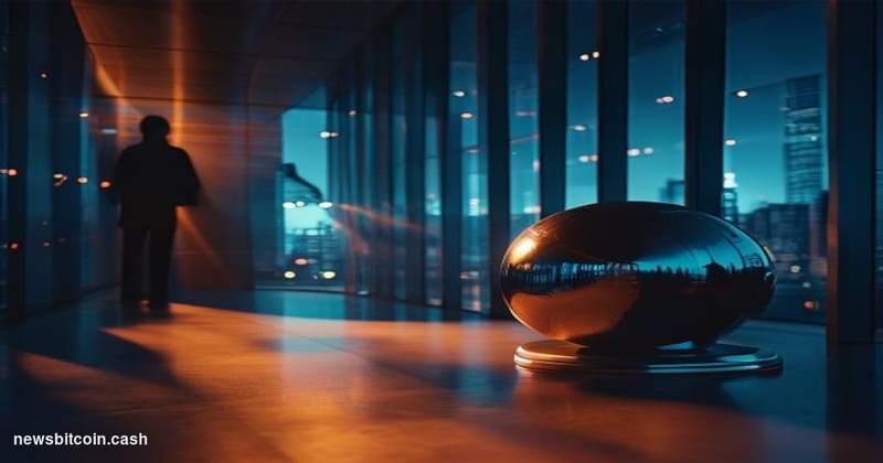 A cinematic photorealistic editorial photograph set in a dimly lit, high-tech biometric verification facility, with a sleek m