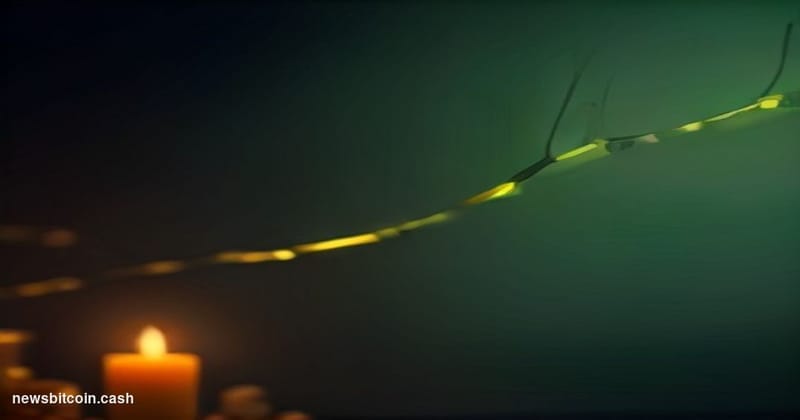 Cinematic photorealistic editorial photograph of a digital trading terminal displaying XRP price charts with green candlestic