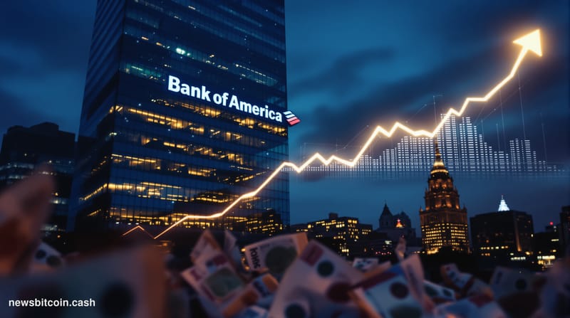 Cinematic photorealistic editorial photograph of a dramatic twilight scene contrasting the Bank of America tower in Charlotte