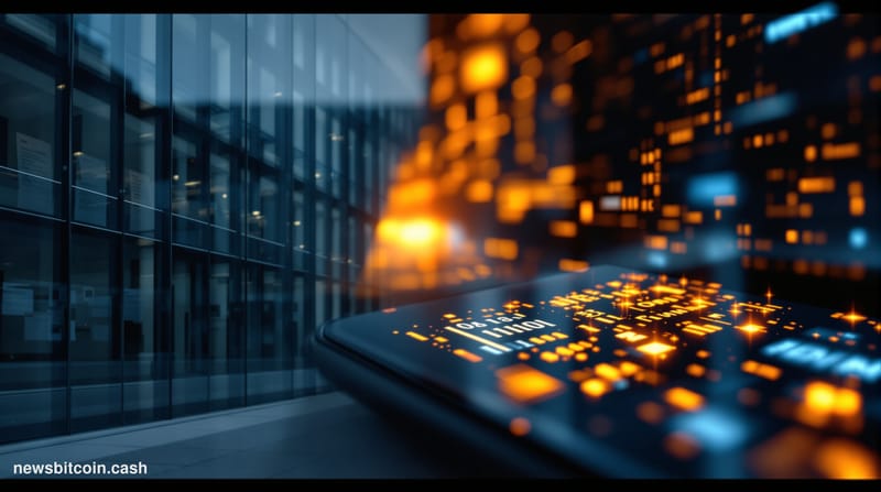 A cinematic photorealistic editorial photograph set in a dramatic split-composition scene: on the left, the sleek glass exter
