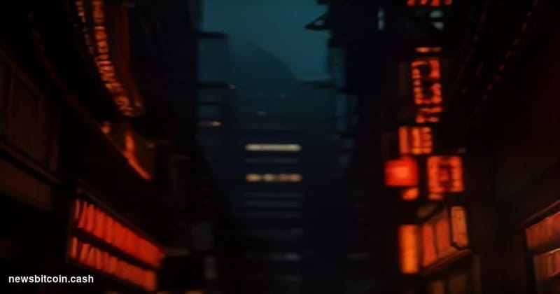 A cinematic photorealistic editorial photograph of a shadowy financial underworld atmosphere, shot from a low angle looking u