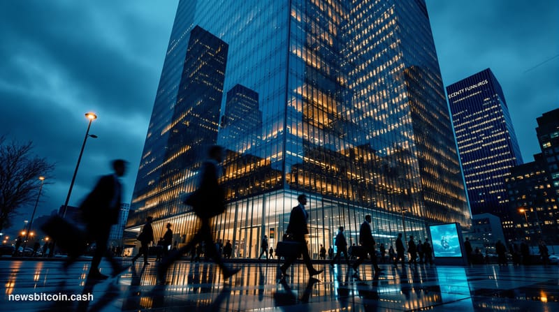 Cinematic photorealistic editorial photograph shot at dusk from street level looking up at Hong Kong's iconic skyline — the B