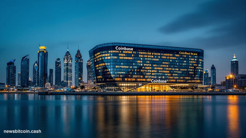 Cinematic photorealistic editorial photograph of the Abu Dhabi Global Market Square skyline at dusk, with the distinctive Al 