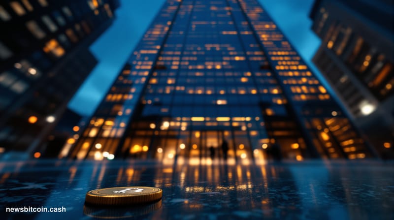 Cinematic photorealistic editorial photograph of Goldman Sachs' iconic New York headquarters at 200 West Street in Lower Manh