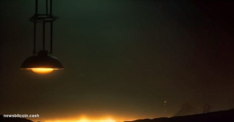 A cinematic photorealistic editorial photograph of a glowing Pi symbol rendered in warm amber light, hovering above a dark tr