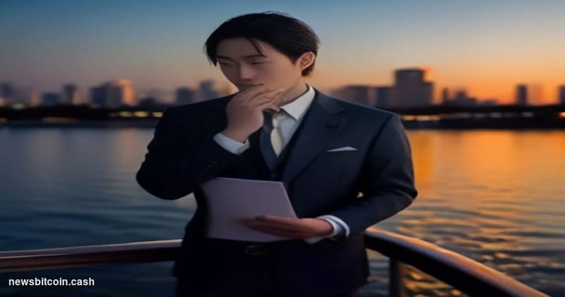 Cinematic photorealistic editorial photograph of the Tokyo skyline at dusk viewed from across the Sumida River, with the Toky